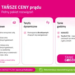 Tauron oferuje tańszy prąd z różnymi taryfami: podstawowe, dynamiczne i na tanie godziny. Znajdź najtańszego dostawcę prądu dla siebie.