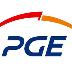 Logo PGE z łukami w kolorach czerwonym i pomarańczowym. Może symbolizować taryfę c12a.