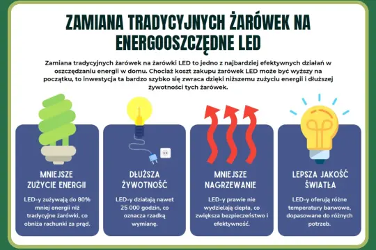 Zamiana żarówek na LED to oszczędność prądu przez internet. Mniejsze zużycie energii, dłuższa żywotność, mniejsze nagrzewanie i lepsza jakość światła.