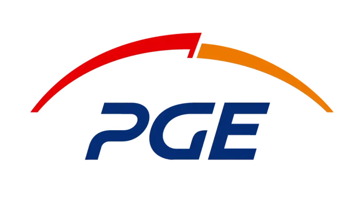 Logo PGE z łukami w kolorach czerwonym i pomarańczowym. Może symbolizować taryfę c12a.